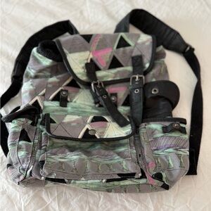 Xhilaration Geometric Gray and Pink Backpack